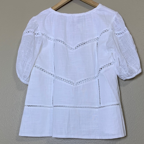 SABO Amelia Women’s White Blouse Geometric Cutouts Size XS - Picture 5 of 7